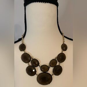 Statement Necklace Smokey Ovals Gold Tones 21” Good Pre-Owned Condition